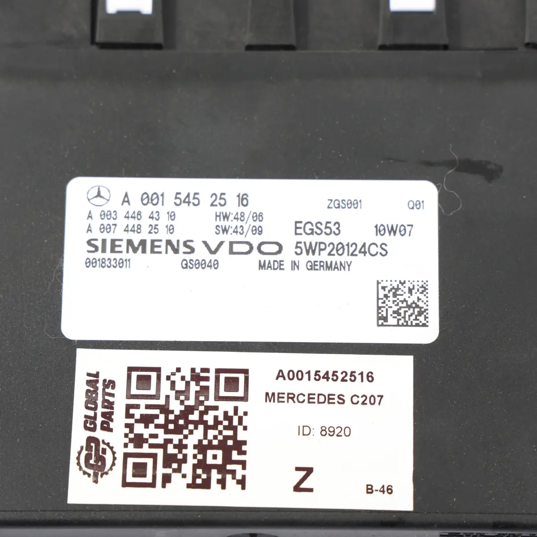 Mercedes W207 Módulo De La Caja De Cambios Automática EGS ECU - SKU A0015452516 - Número de pieza A0015452516