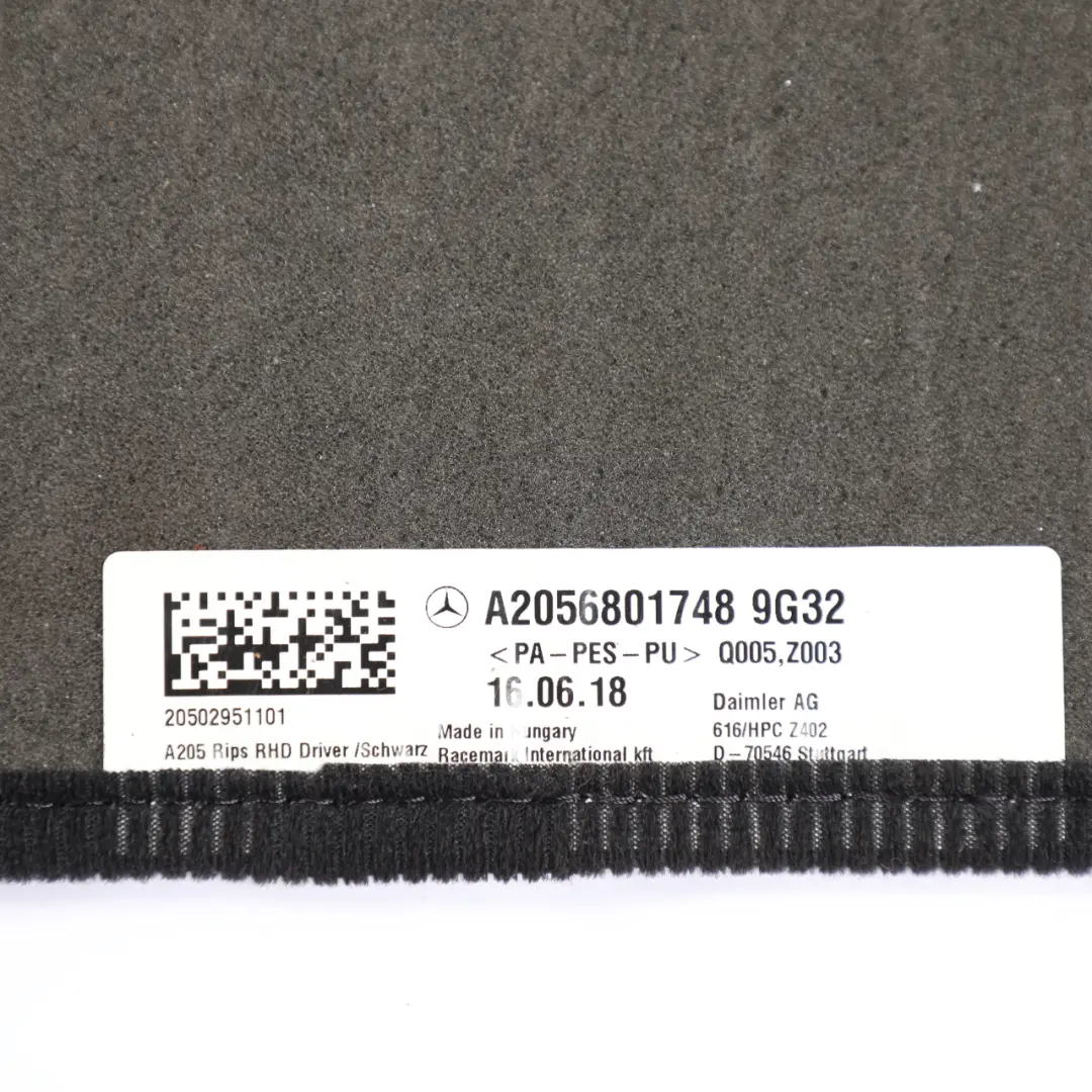 Interior Floor Mat Four Piece Set Kit W205 to Mercedes W205 with Part number A2056801748 Mercedes W205 Interior Floor Mat Four Piece Set Kit W205 - SKU A2056801748 - Part number A2056801748