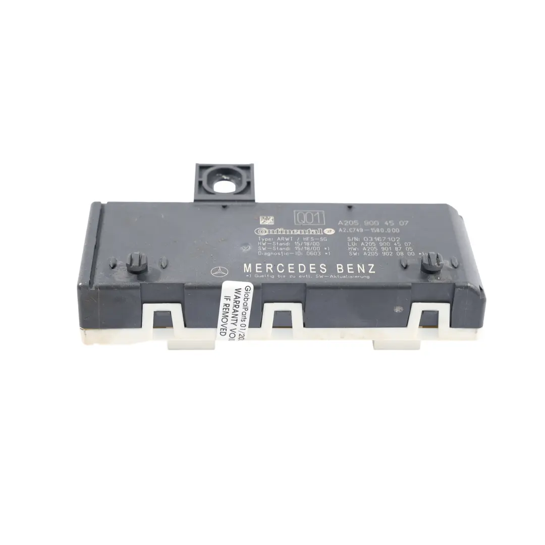 Mercedes GLC C253 Unidad Control Módulo Tapa Del Maletero - SKU A2059004507 - Número de pieza A2059004507