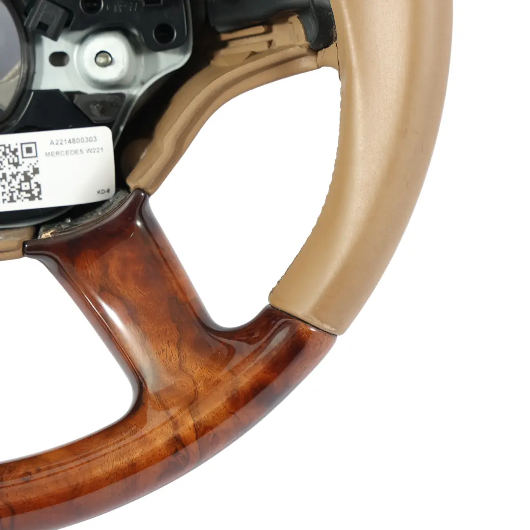 Kierownica Beżowa Skóra Drewno do Mercedes CL C216 W221 o numerze A2214800303 Mercedes CL C216 W221 Kierownica Beżowa Skóra Drewno - SKU A2214800303 - Numer Części A2214800303