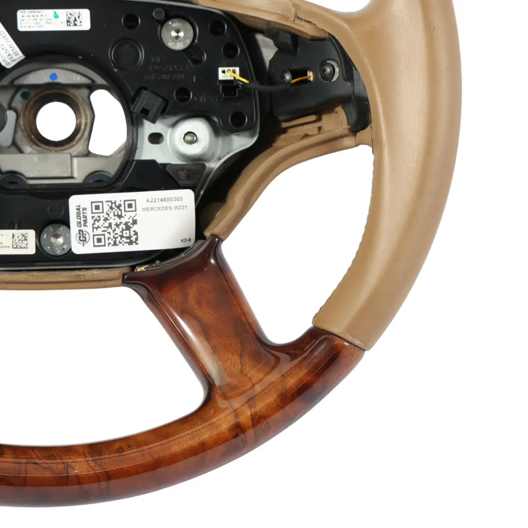 Kierownica Beżowa Skóra Drewno do Mercedes CL C216 W221 o numerze A2214800303 Mercedes CL C216 W221 Kierownica Beżowa Skóra Drewno - SKU A2214800303 - Numer Części A2214800303