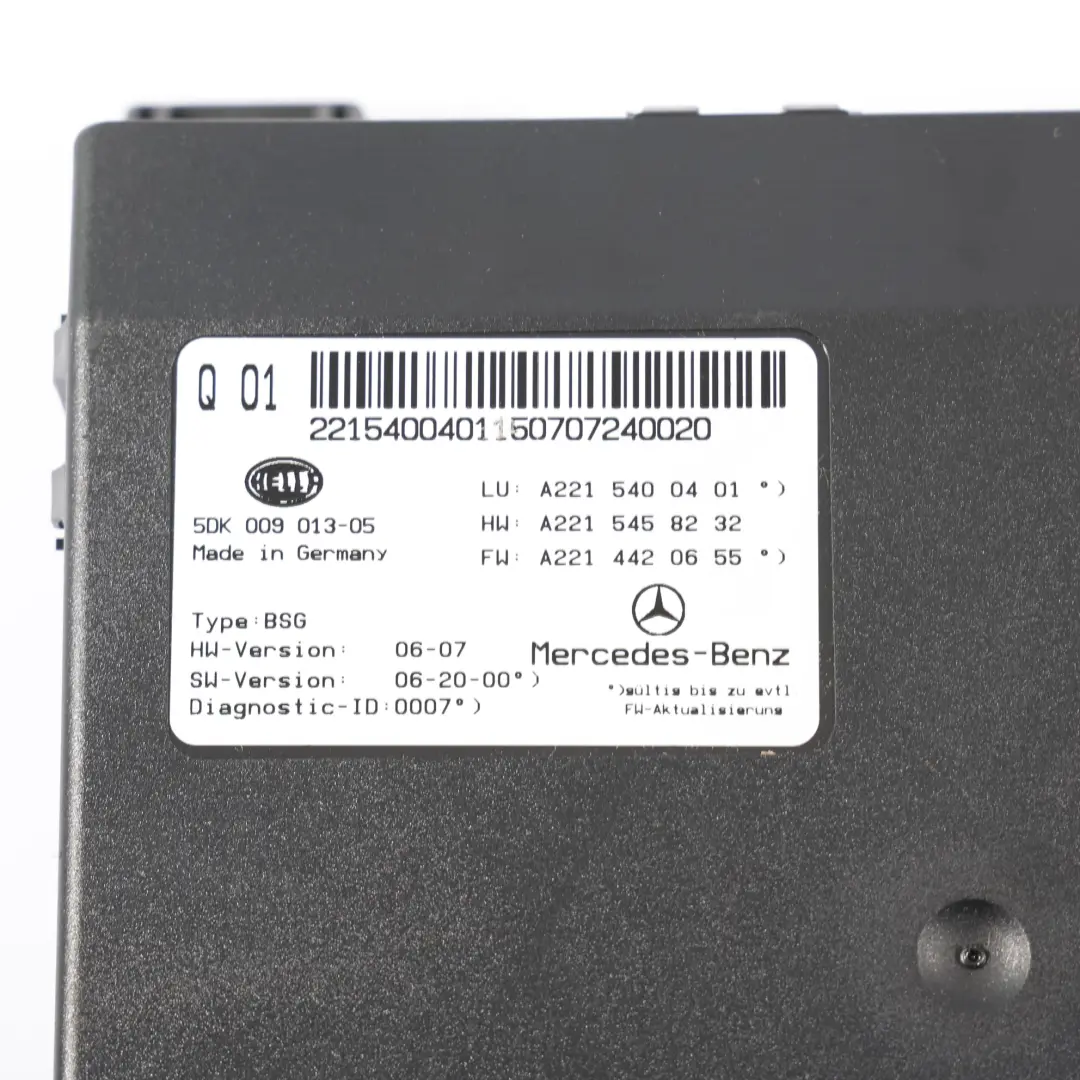 Mercedes W221 Stromversorgung Batterie Steuermodul Einheit - SKU A2215400401-1 - Teilenummer A2215400401