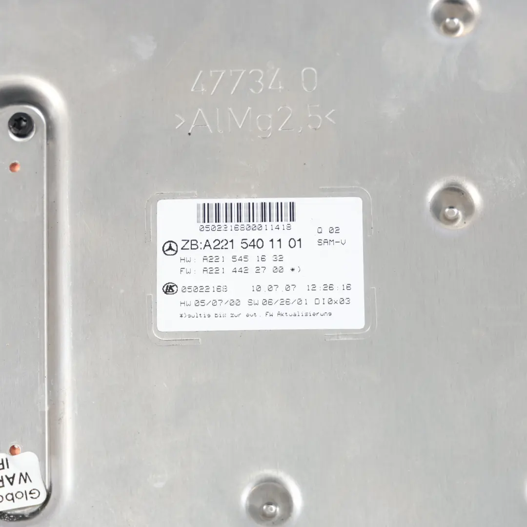 Skrzynka Bezpieczników Moduł Sterownik SAM do Mercedes W221 o numerze A2215401101 Mercedes W221 Skrzynka Bezpieczników Moduł Sterownik SAM - SKU A2215401101 - Numer Części A2215401101