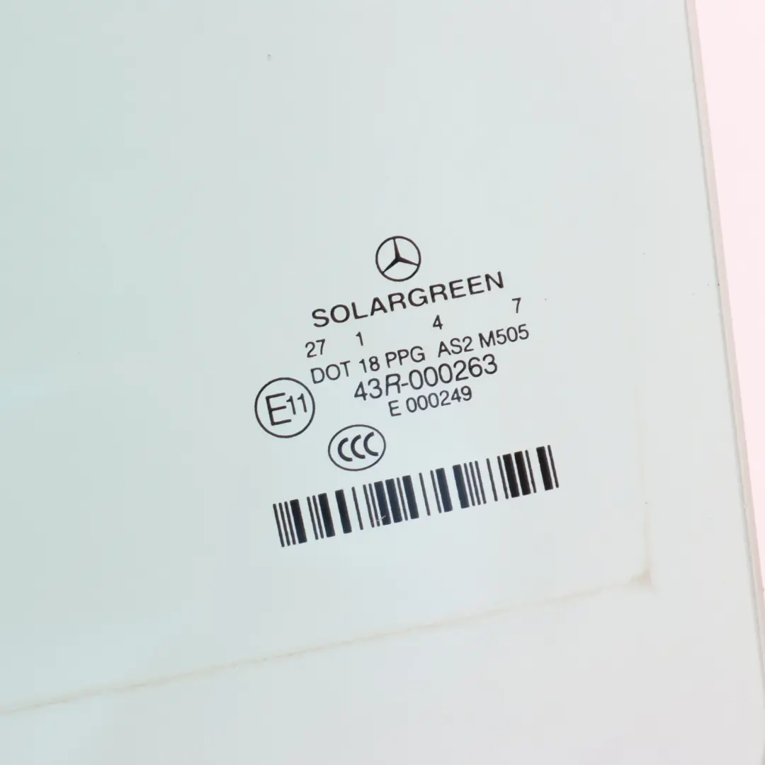 Mercedes W221 Window Glass Rear Door Left N/S Side Green AS2 - SKU A2217300318 - Part number A2217300318