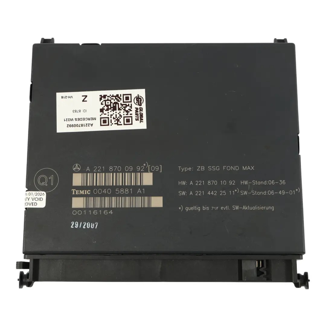 Mercedes W221 Rear Seat Bench Module Control Unit Controller - SKU A2218700992 - Part number A2218700992