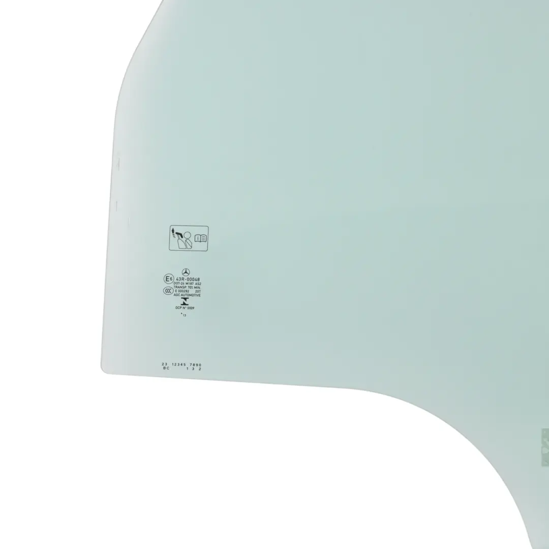 Right O/S Window Glass Green AS2 to Mercedes W242 W246 Rear with Part number A24673504 Mercedes W242 W246 Rear Right O/S Window Glass Green AS2 - SKU A2467350400 - Part number A24673504