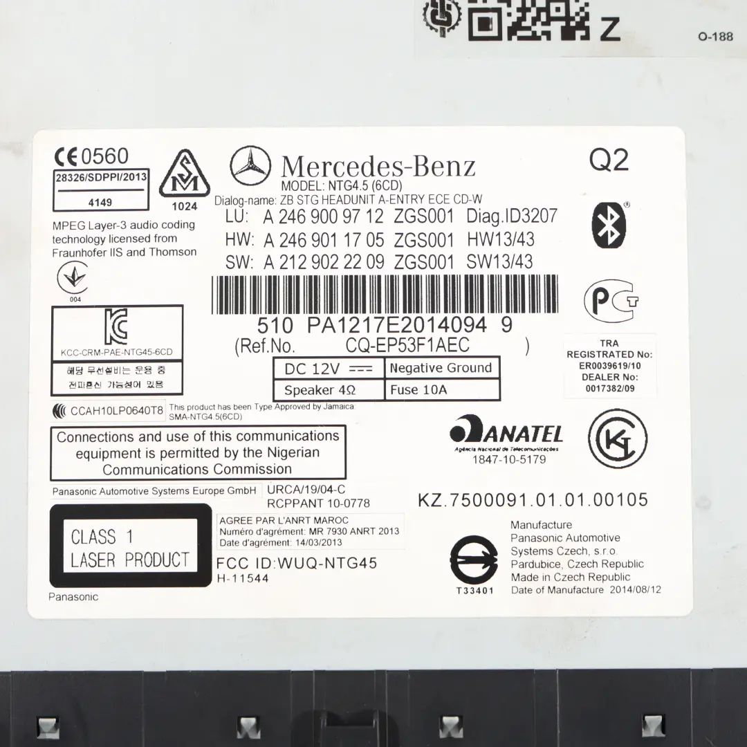 Mercedes C117 W176 W246 COMAND Hauptgerät Radio Media Player Navi - SKU A2469009712 - Teilenummer A2469009712