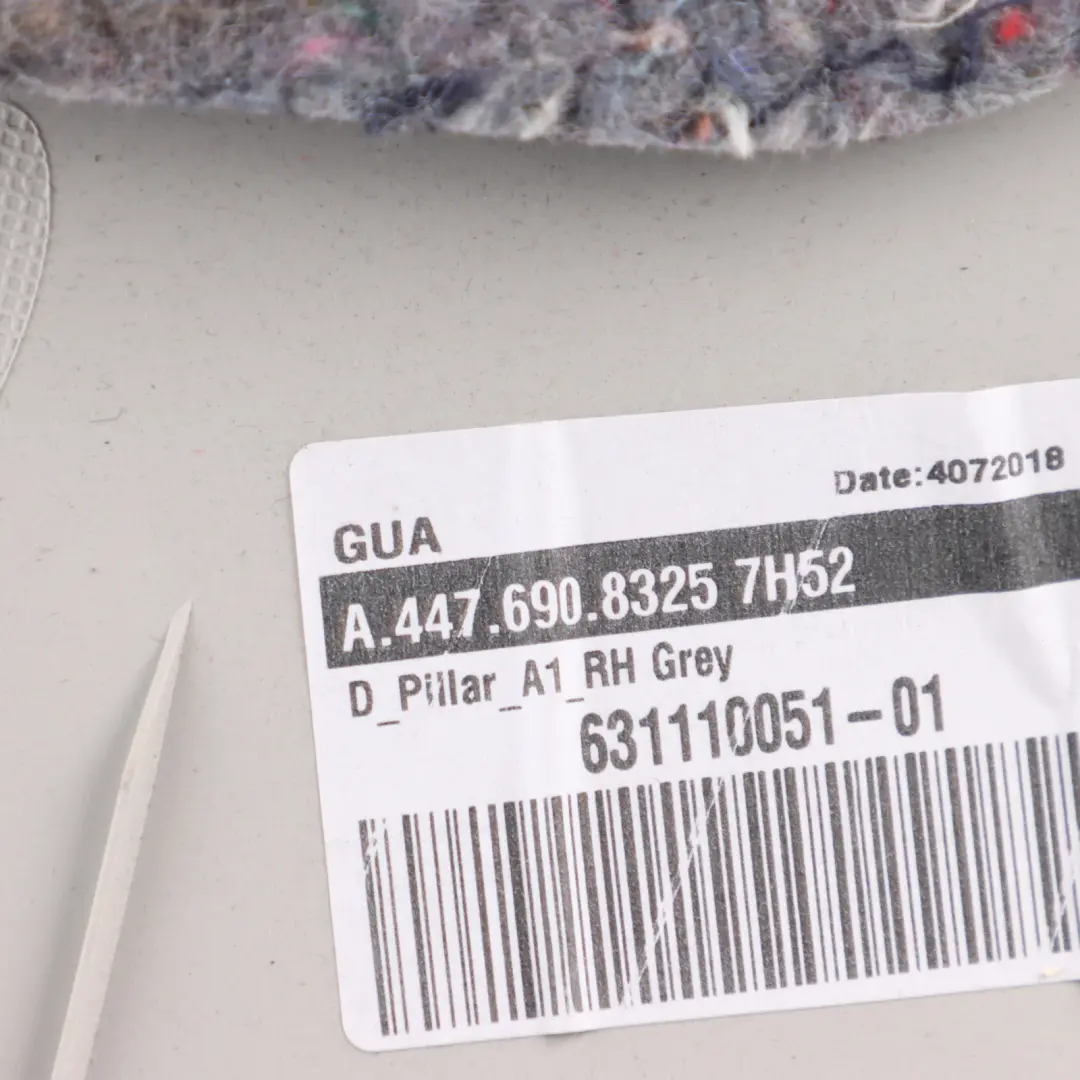 Pillar Trim Rear Right O/S to Mercedes W447 D with Part number A4476908325 Mercedes W447 D Pillar Trim Rear Right O/S - SKU A4476908325 - Part number A4476908325