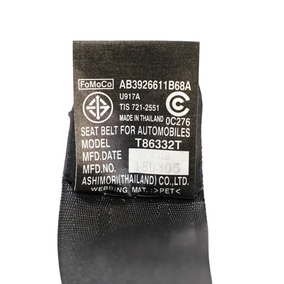 Ford Ranger Mk3 Ceinture De Sécurité Arrière Gauche/Droite Noire - SKU AB39-26611B68-A - Numéro de pièce AB39-26611B68-A