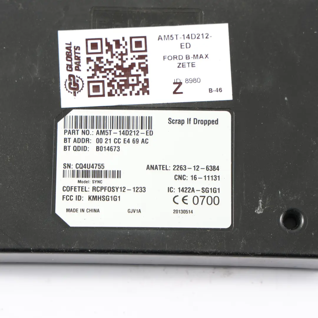 Modulo Bluetooth Unità Di Controllo per Ford B-Max Fiesta Mk7 con numero di parte AM5T-14D212-ED Ford B-Max Fiesta Mk7 Modulo Bluetooth Unità Di Controllo - SKU AM5T-14D212-ED - Numero di parte AM5T-14D212-ED