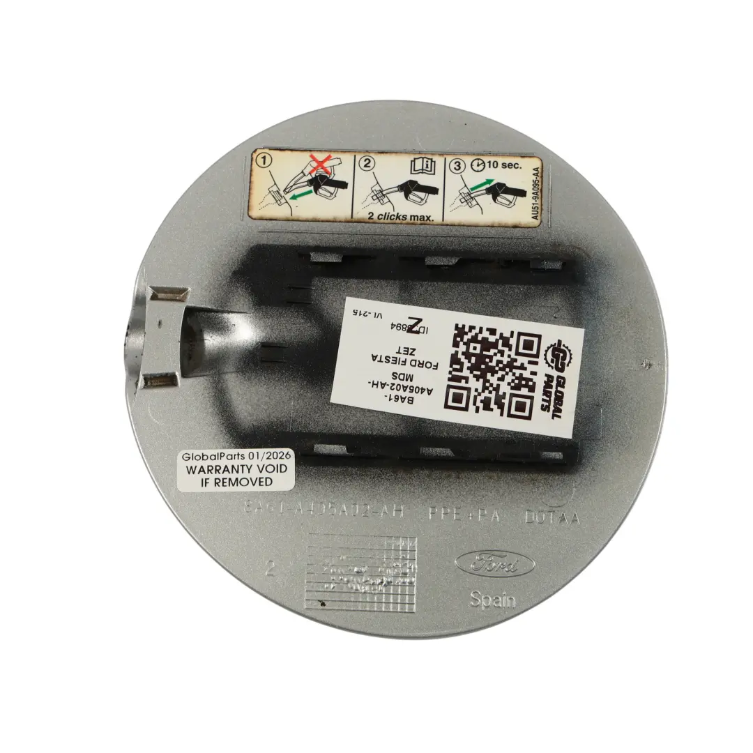 Tapón Tapa Llenado Combustible Moondust Silver - ZJ para Ford Fiesta MK7 con número de pieza BA61-A405A02-AH Ford Fiesta MK7 Tapón Tapa Llenado Combustible Moondust Silver - ZJ - SKU 8A61-A405A02-AH-MDS - Número de pieza BA61-A405A02-AH