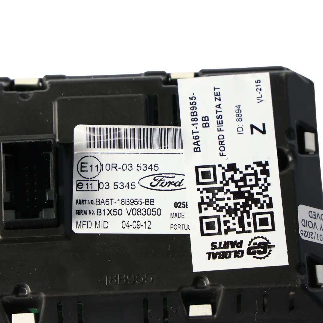 Ford Fiesta Mk7 Panel De Salpicadero Unidad De Pantalla Monitor - SKU BA6T-18B955-BB - Número de pieza BA6T-18B955-BB