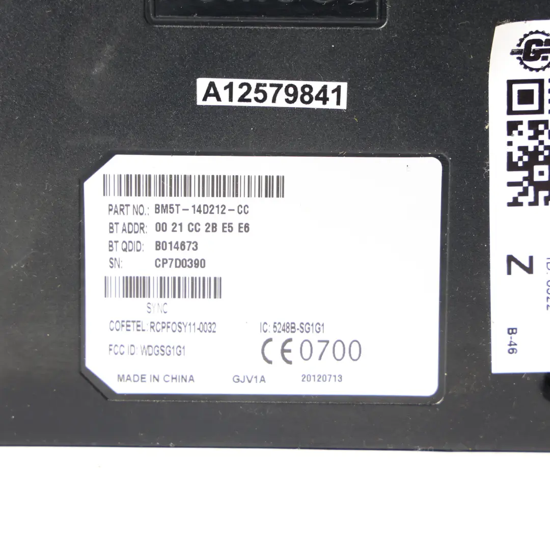 Ford B-Max Bluetooth Elektronisches Steuer Modul ECU Mk1 - SKU BM5T-14D212-CC - Teilenummer BM5T-14D212-CC