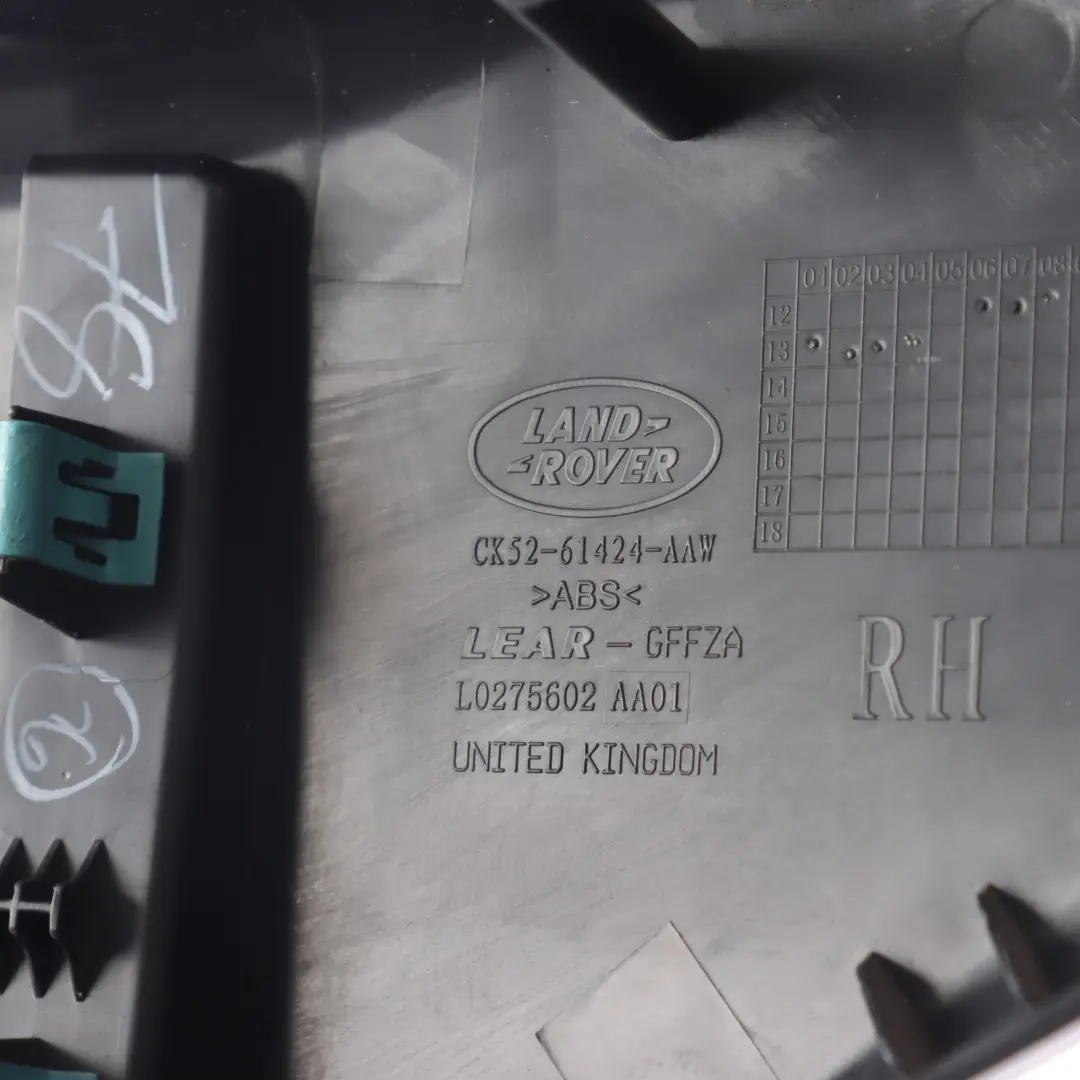 Range Rover L405 Front Seat Trim Cover Panel Black Right O/S - SKU CK52-61424-AAW - Part number CK52-61424-AAW