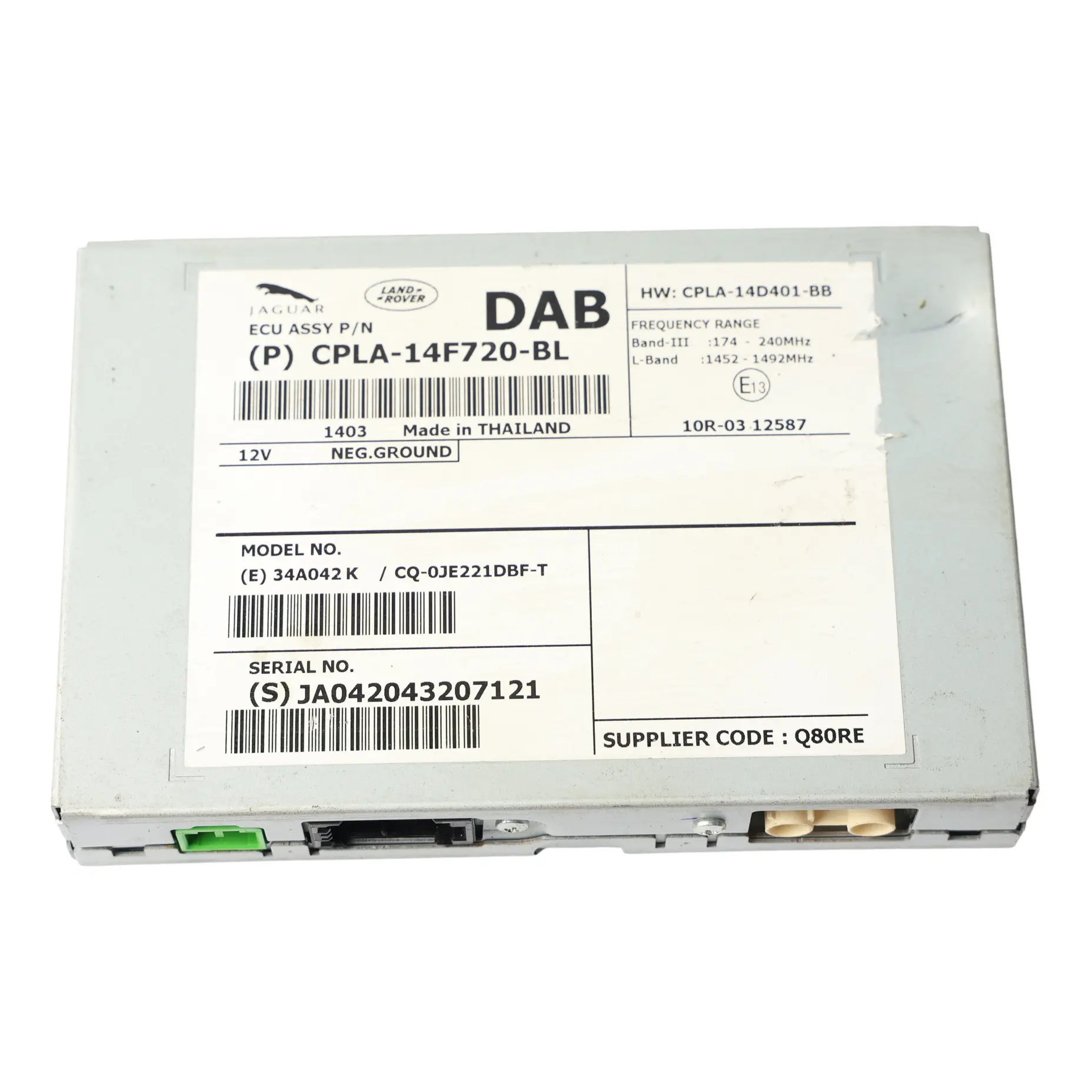 Range Rover Evoque L538 Module De Commande Radio DAB CPLA-14F720-BL