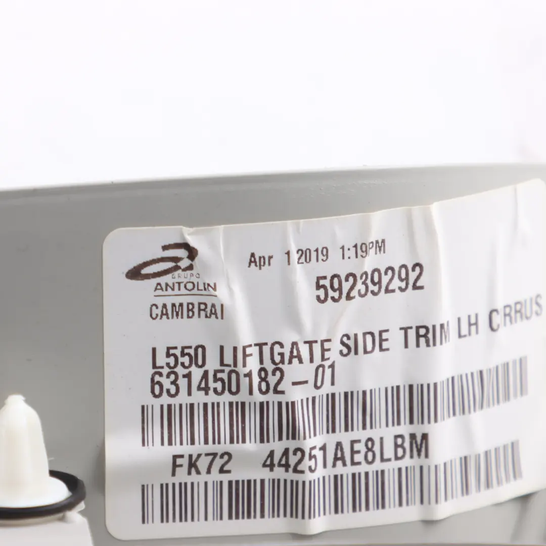 Trim Interior Left N/S FK7244251ABW to Land Rover Discovery Sport L550 Tailgate with Part number FK72-44251-ABW Land Rover Discovery Sport L550 Tailgate Trim Interior Left N/S FK7244251ABW - SKU FK72-44251-ABW - Part number FK72-44251-ABW