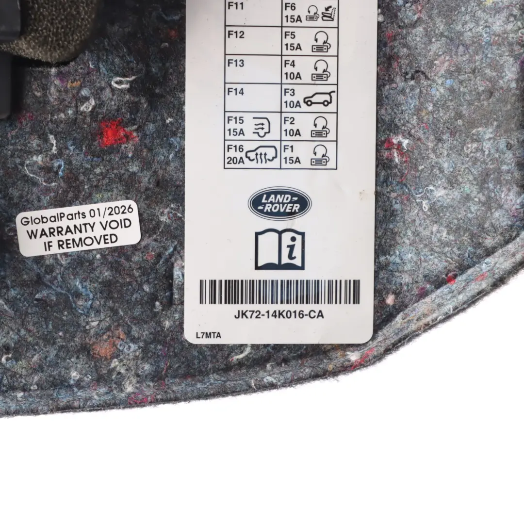 Land Rover Discovery Sport L550 Rear Trunk Boot Fuse Box Cover - SKU JK72-14K016-CA - Part number JK72-14K016-CA