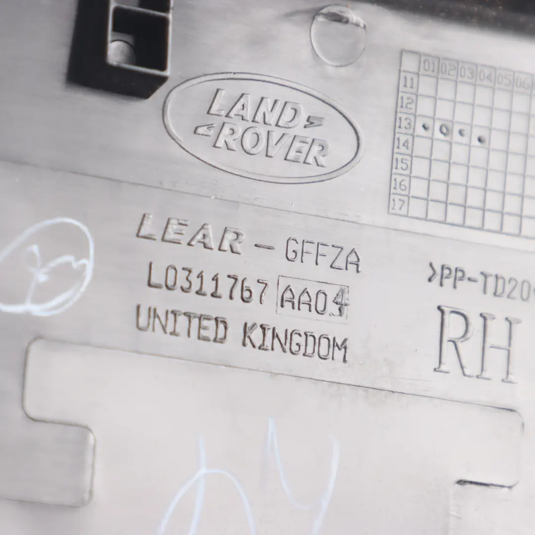 Trim Panel Cover Black Right O/S to Range Rover L405 Rear Seat with Part number L0311767 Range Rover L405 Rear Seat Trim Panel Cover Black Right O/S - SKU L0311767 - Part number L0311767