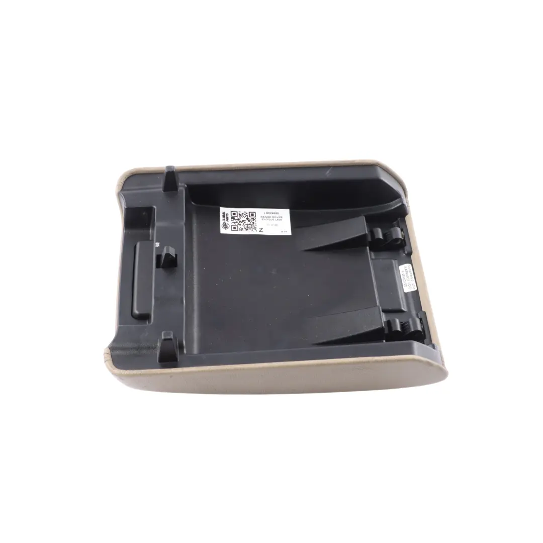 Center Console Leather Armrest Stowage Cover to Range Rover Evoque L538 with Part number LR024686 Range Rover Evoque L538 Center Console Leather Armrest Stowage Cover - SKU LR024686 - Part number LR024686