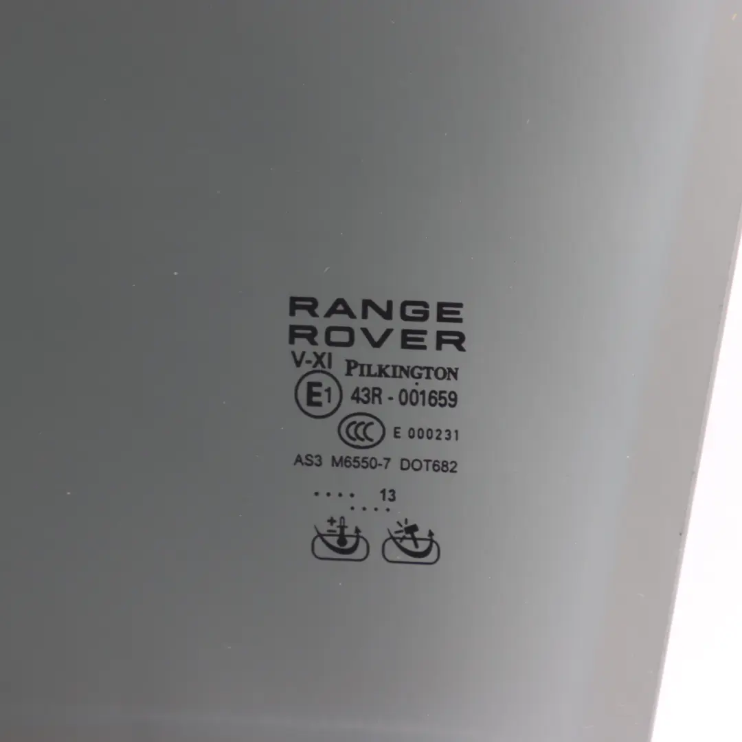 Side Window Glass Tinted AS3 Door Left N/S to Range Rover L405 Rear with Part number LR034304 Range Rover L405 Rear Side Window Glass Tinted AS3 Door Left N/S - SKU LR034304 - Part number LR034304