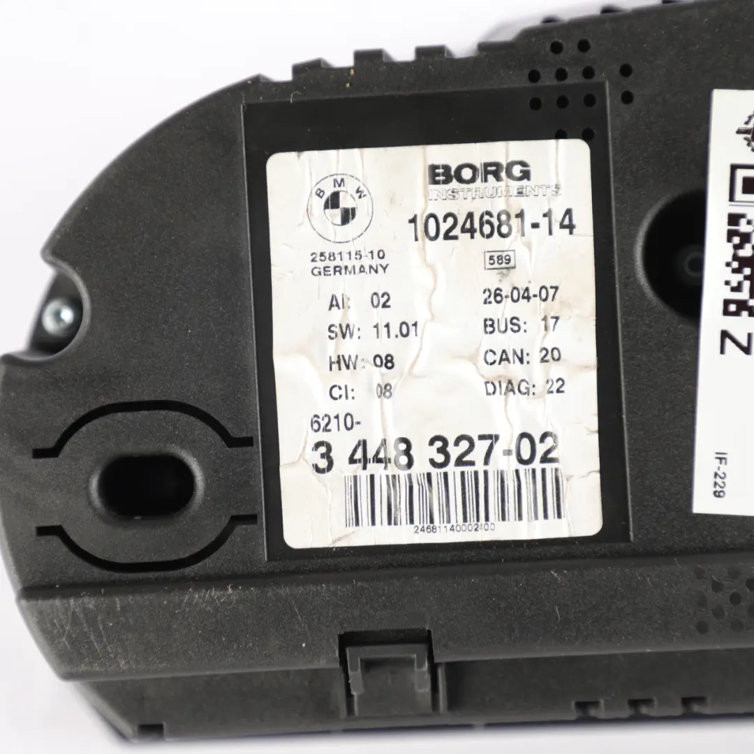 Instrument Cluster Speedo Clocks Meter Manual to BMW X3 E83 Diesel with Part number 3448327 BMW X3 E83 Diesel Instrument Cluster Speedo Clocks Meter Manual - SKU rhd-3448327-1 - Part number 3448327