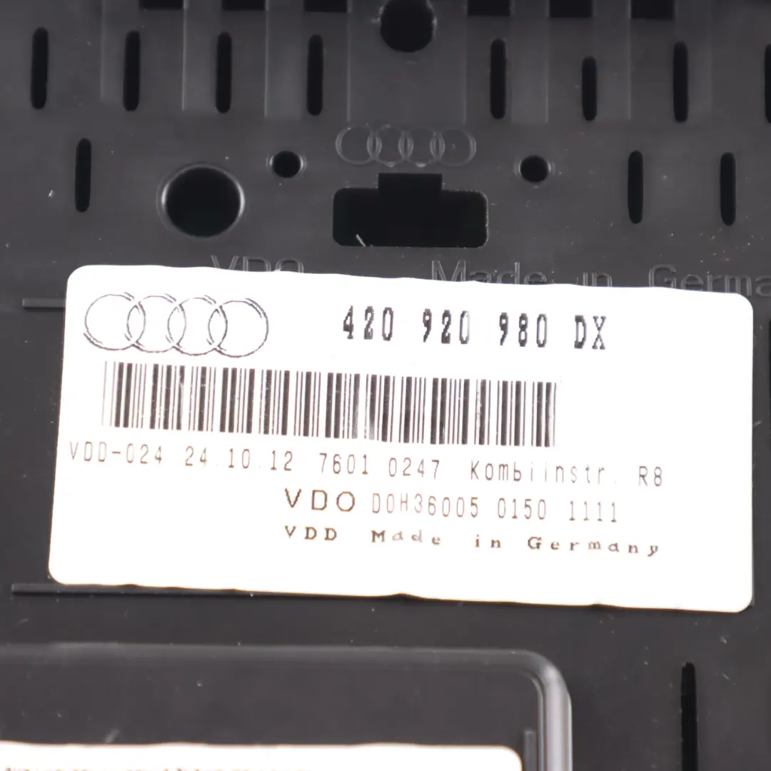 Audi R8 Gen 1 Instrument Cluster Speedometer Clocks Petrol Automatic - SKU RHD-420920980DX - Part number 420920980DX