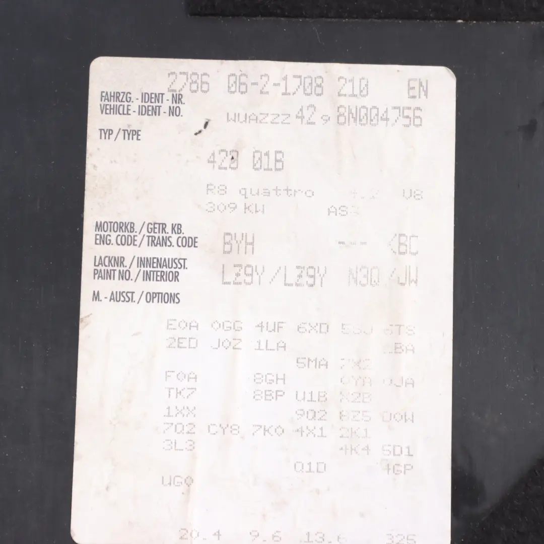 Gen1 Foot Rest Cover Carpet Left N/S Soul Black to Audi R8 with Part number 424864420 Audi R8 Gen1 Foot Rest Cover Carpet Left N/S Soul Black - SKU RHD-424864420 - Part number 424864420