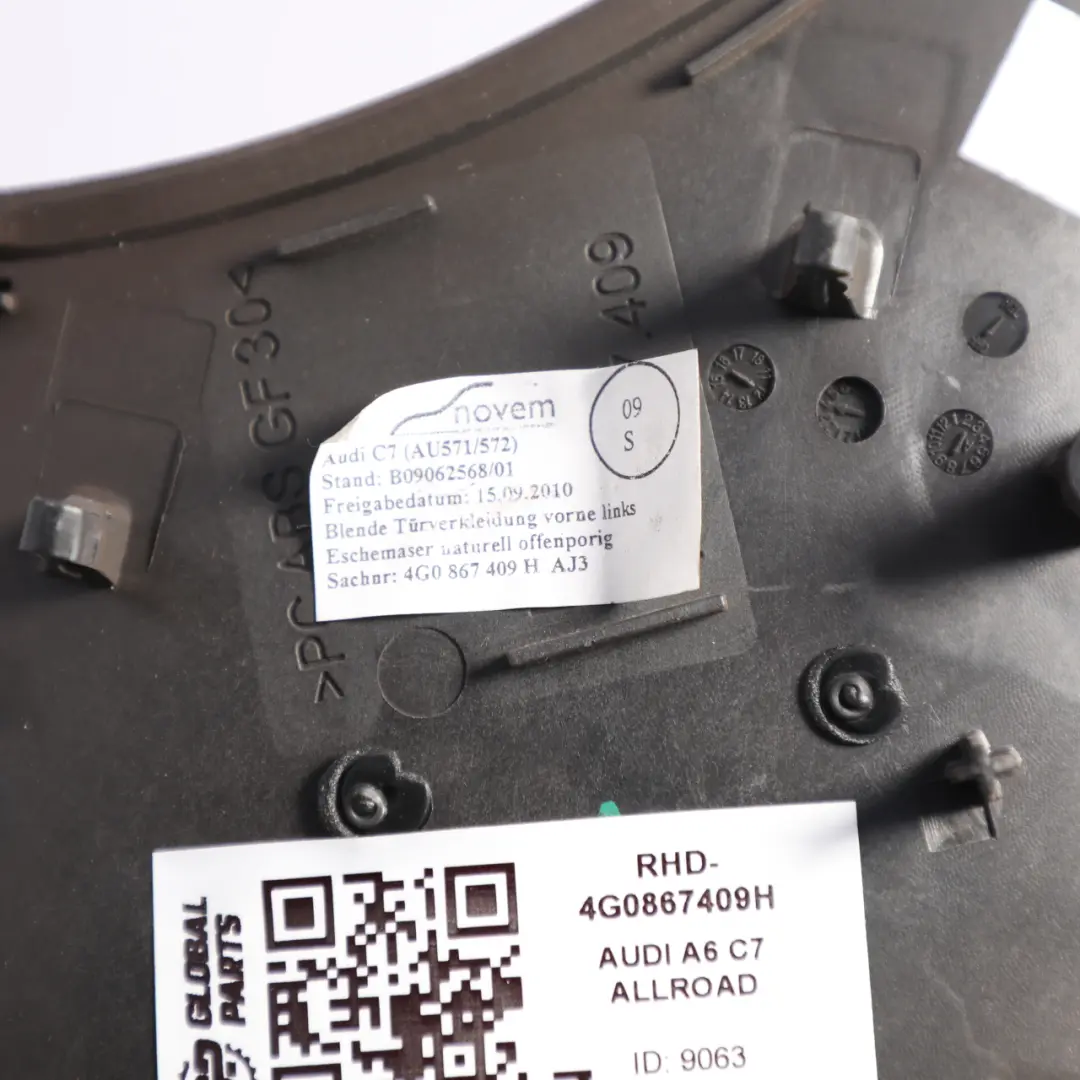 Audi A6 C7 Front Door Grab Handle Trim Cover Surround Left N/S - SKU RHD-4G0867409H - Part number 4G0867409H