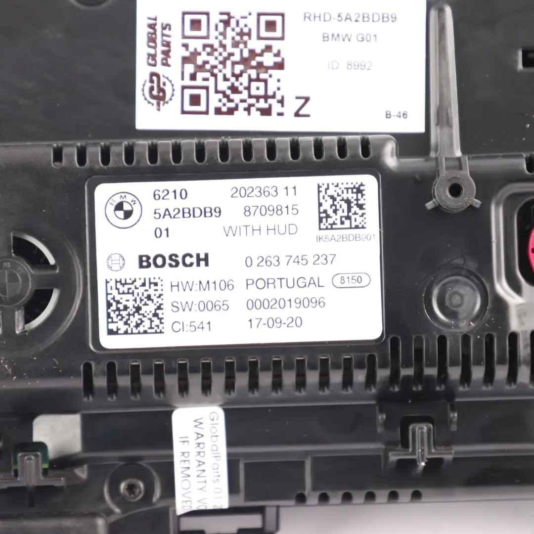 Instrument Cluster Speedo Meter Clocks Petrol Automatic to BMW X3 G01 with Part number 5A2BDB9 BMW X3 G01 Instrument Cluster Speedo Meter Clocks Petrol Automatic - SKU 5A2BDB9 - Part number 5A2BDB9