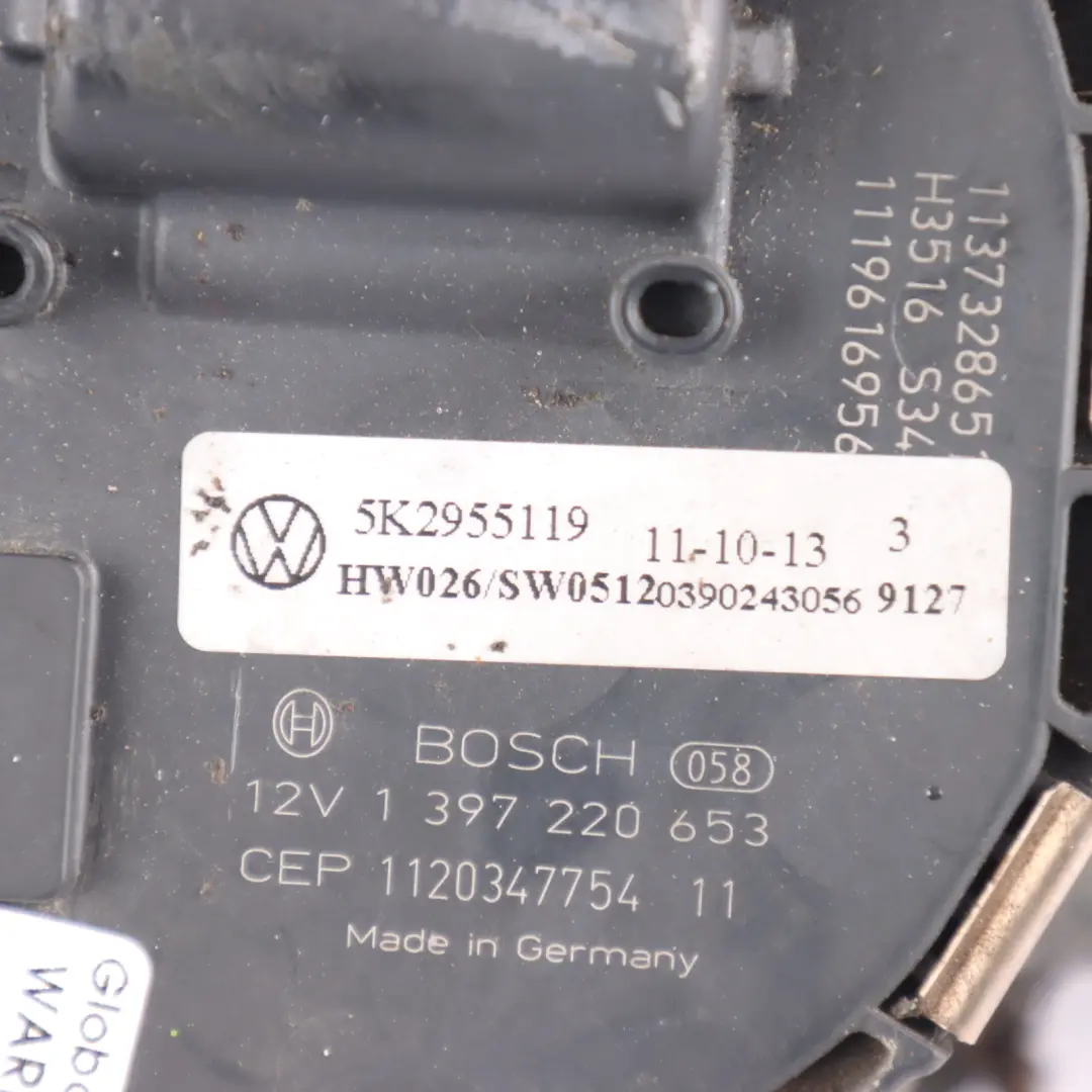 1K Front Window Wiper Motor Assembly to Volkswagen Golf with Part number 5K2955601 Volkswagen Golf 1K Front Window Wiper Motor Assembly - SKU RHD-5K2955601-2 - Part number 5K2955601