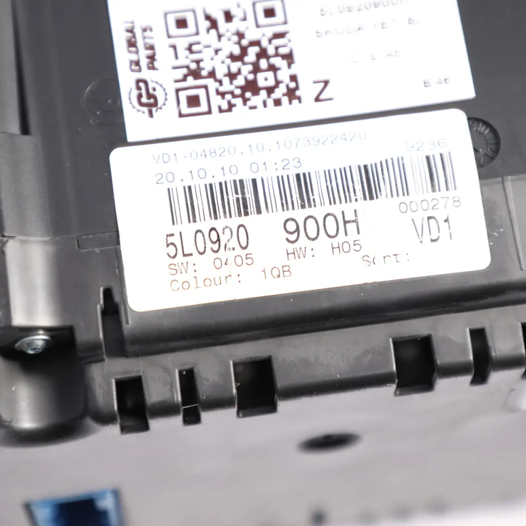 Instrument Cluster Speedometer Clocks Manual Diesel to Skoda Yeti 5L with Part number 5L0920900H Skoda Yeti 5L Instrument Cluster Speedometer Clocks Manual Diesel - SKU RHD-5L0920900H - Part number 5L0920900H