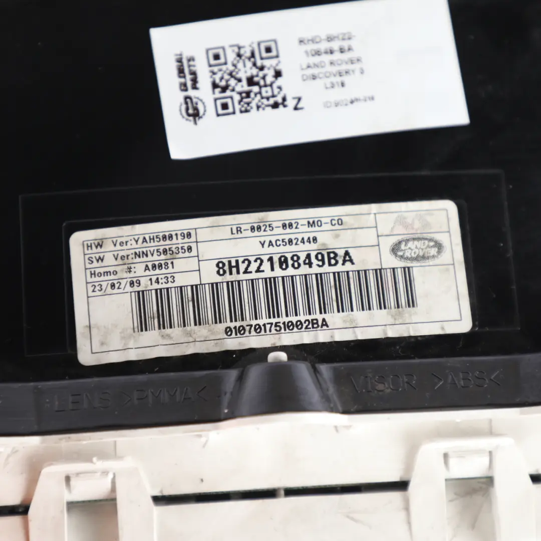 Mk3 Instrument Cluster Speedo Diesel Automatic 8H2210849BA to Land Rover Discovery with Part number 8H22-10849-BA Land Rover Discovery Mk3 Instrument Cluster Speedo Diesel Automatic 8H2210849BA - SKU RHD-8H22-10849-BA - Part number 8H22-10849-BA