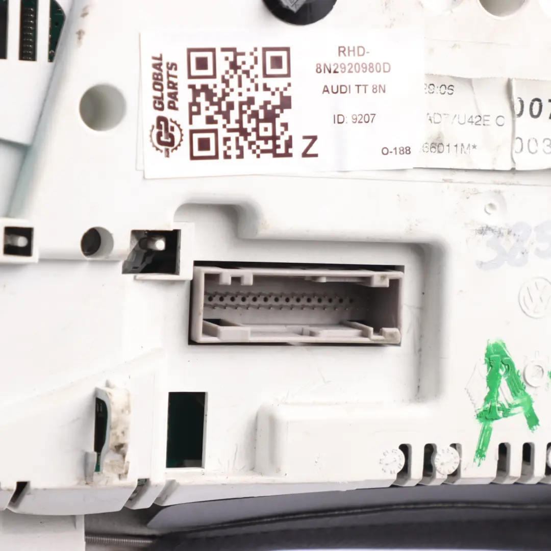 8N Instrument Cluster Speedometer Dash Petrol Automatic to Audi TT with Part number 8N2920980D Audi TT 8N Instrument Cluster Speedometer Dash Petrol Automatic - SKU RHD-8N2920980D - Part number 8N2920980D