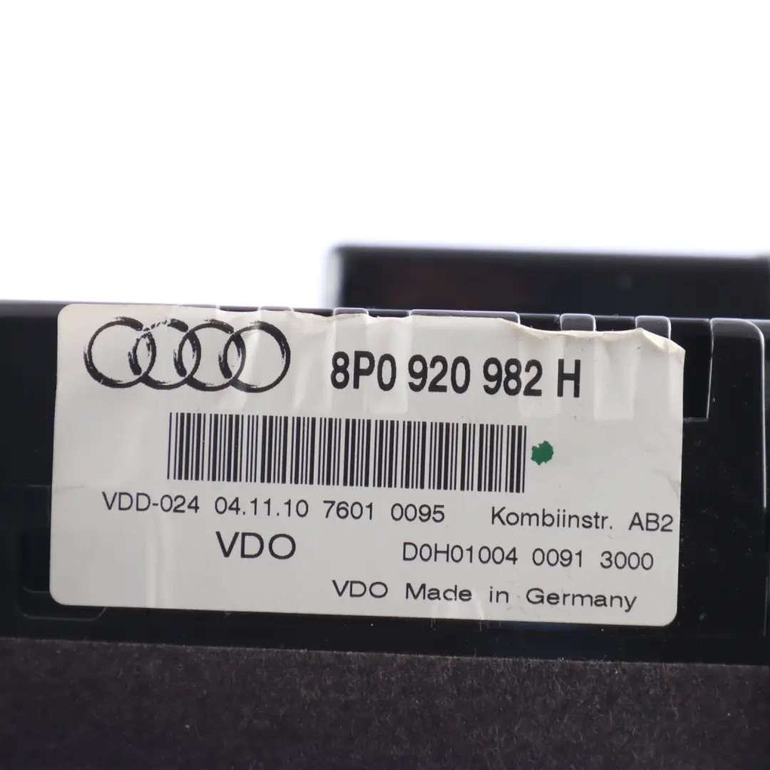 Instrument Cluster Speedo Clocks Meter Diesel Automatic to Audi A3 8P with Part number 8P0920982H Audi A3 8P Instrument Cluster Speedo Clocks Meter Diesel Automatic - SKU RHD-8P0920982H-1 - Part number 8P0920982H