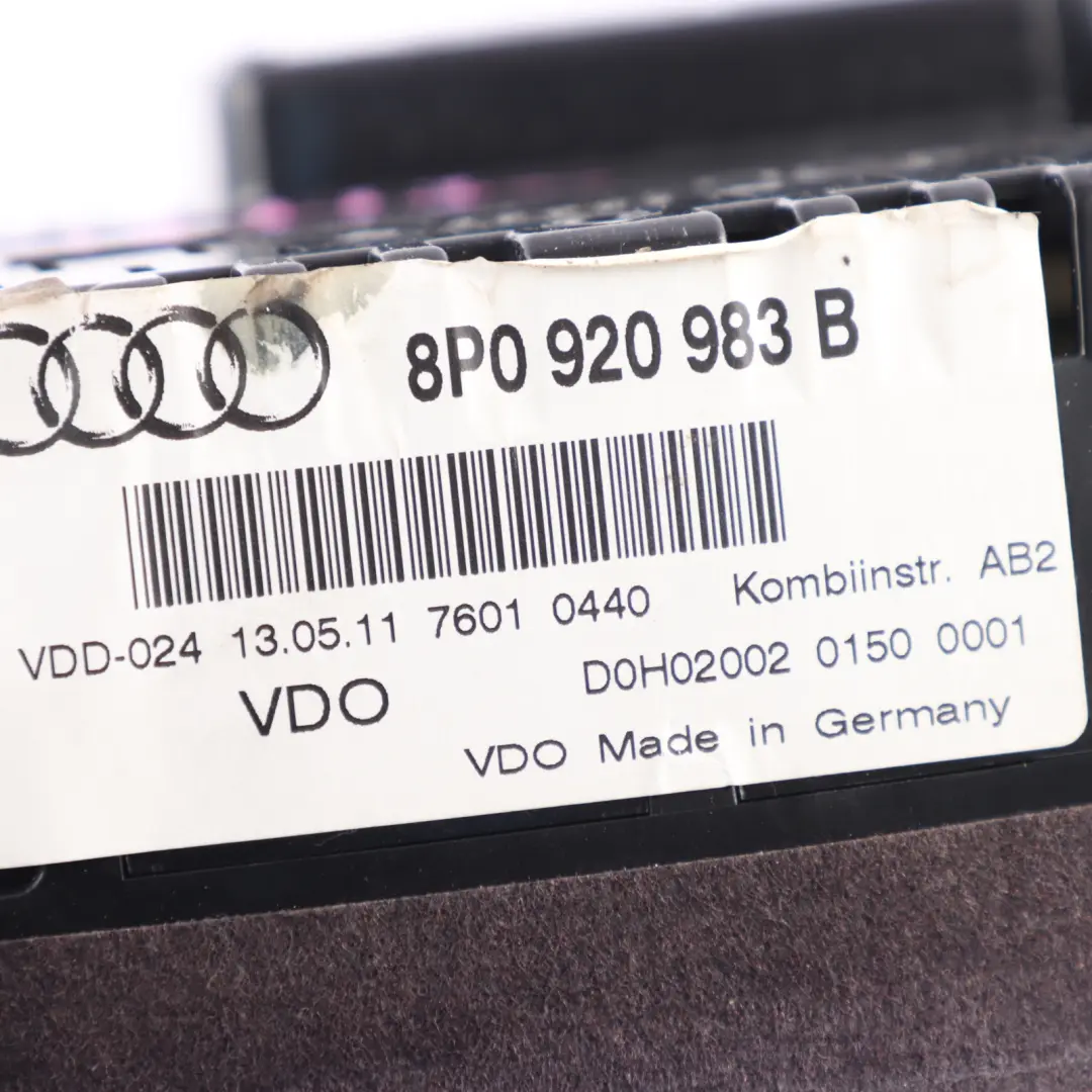 Instrument Cluster Speedometer Clocks Petrol Manual to Audi A3 8V with Part number 8P0920983B Audi A3 8V Instrument Cluster Speedometer Clocks Petrol Manual - SKU RHD-8P0920983B - Part number 8P0920983B