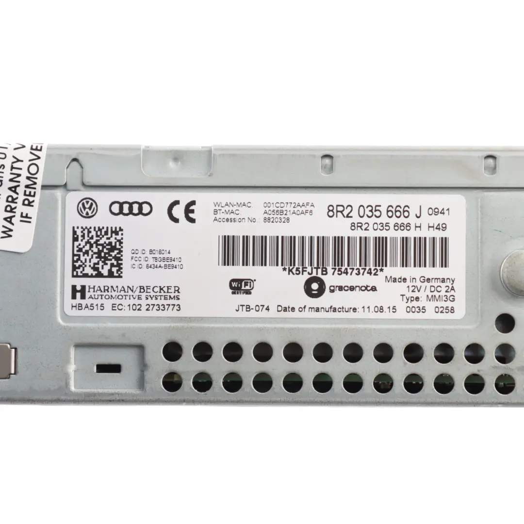 Multimedia Stereo Sat Nav SD CD Player Radio Head Unit to Audi A4 B8 with Part number 8R2035666J Audi A4 B8 Multimedia Stereo Sat Nav SD CD Player Radio Head Unit - SKU RHD-8R2035666J-1 - Part number 8R2035666J