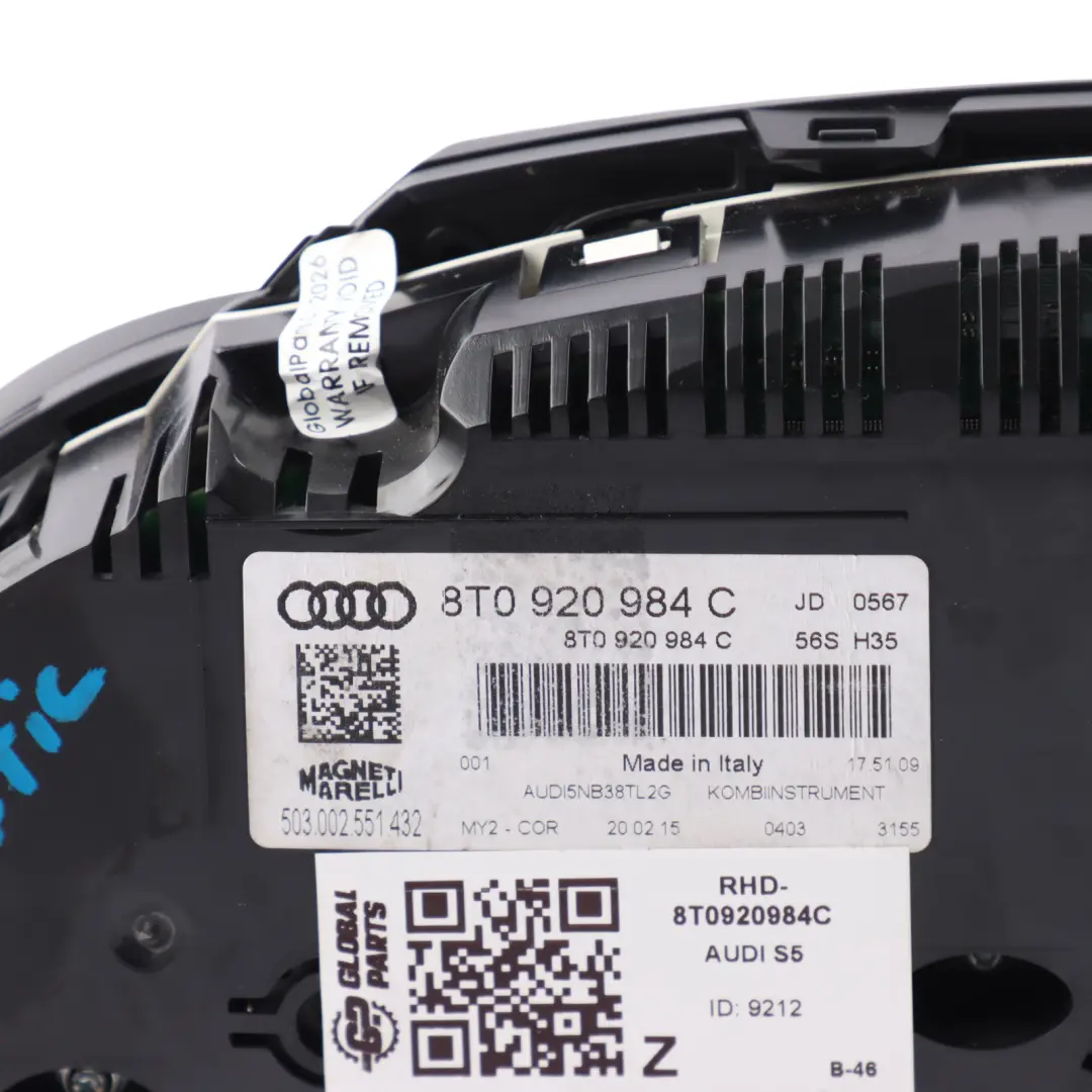Instrument Cluster Clock Speedo Meter Automatic Petrol to Audi S5 8T with Part number 8T0920984C Audi S5 8T Instrument Cluster Clock Speedo Meter Automatic Petrol - SKU RHD-8T0920984C - Part number 8T0920984C