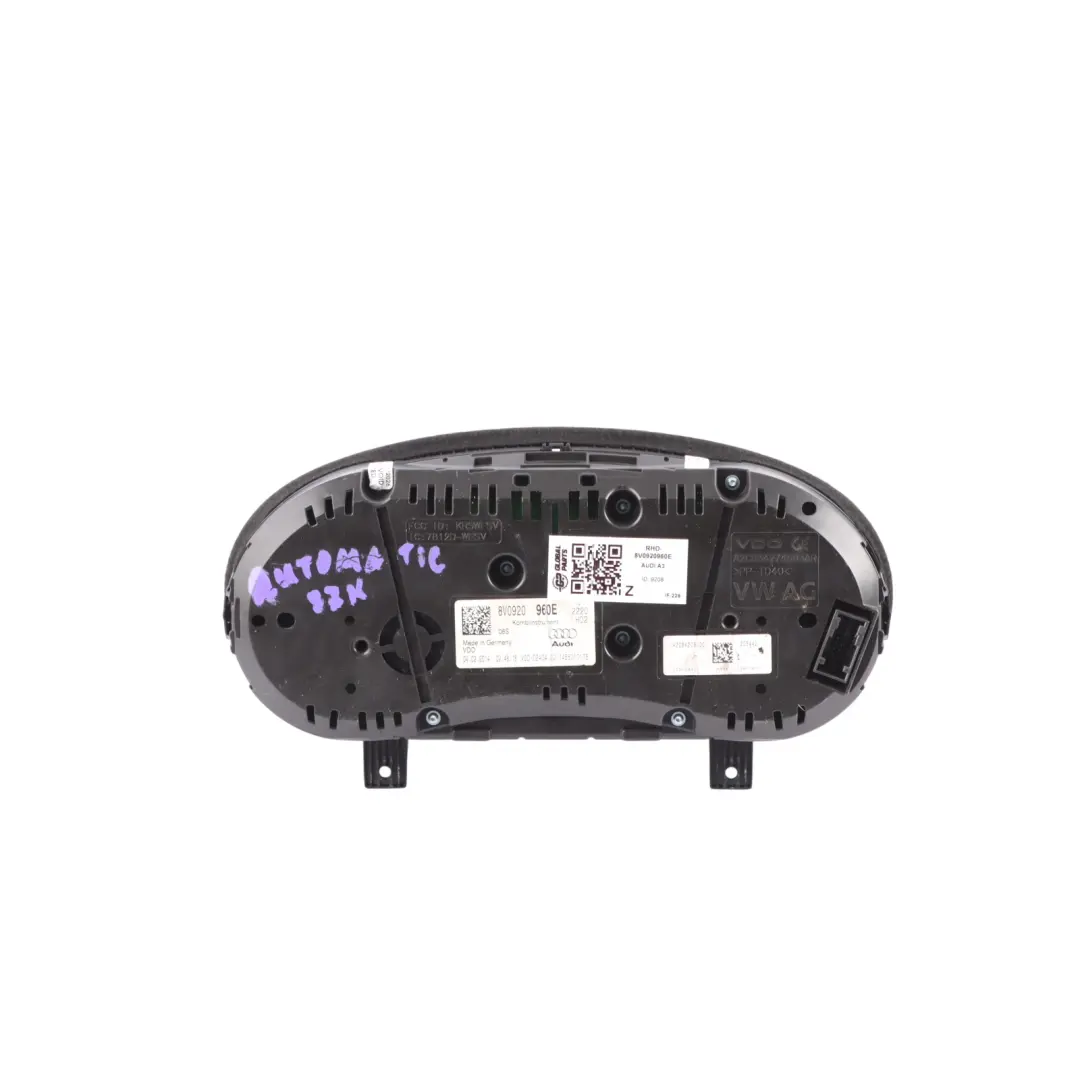Instrument Cluster Speedo Clocks Meter Diesel Automatic to Audi A3 8V with Part number 8V0920960E Audi A3 8V Instrument Cluster Speedo Clocks Meter Diesel Automatic - SKU RHD-8V0920960E - Part number 8V0920960E