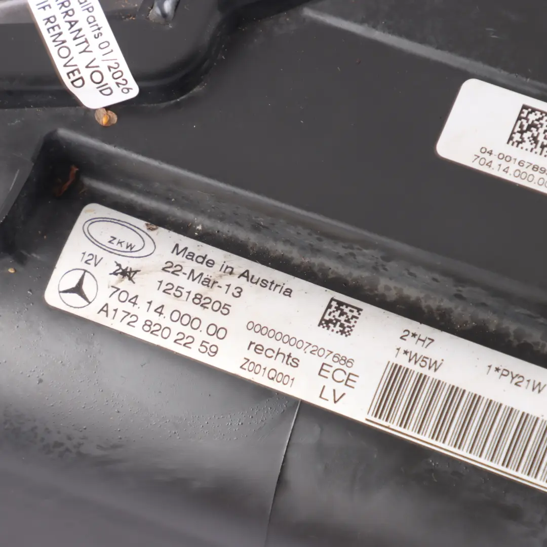 2013 Lamp Unit Light Lamp Headlight Right O/S to Mercedes SLK AMG SP with Part number A1728202259 Mercedes SLK AMG SP 2013 Lamp Unit Light Lamp Headlight Right O/S - SKU RHD-A1728202259 - Part number A1728202259