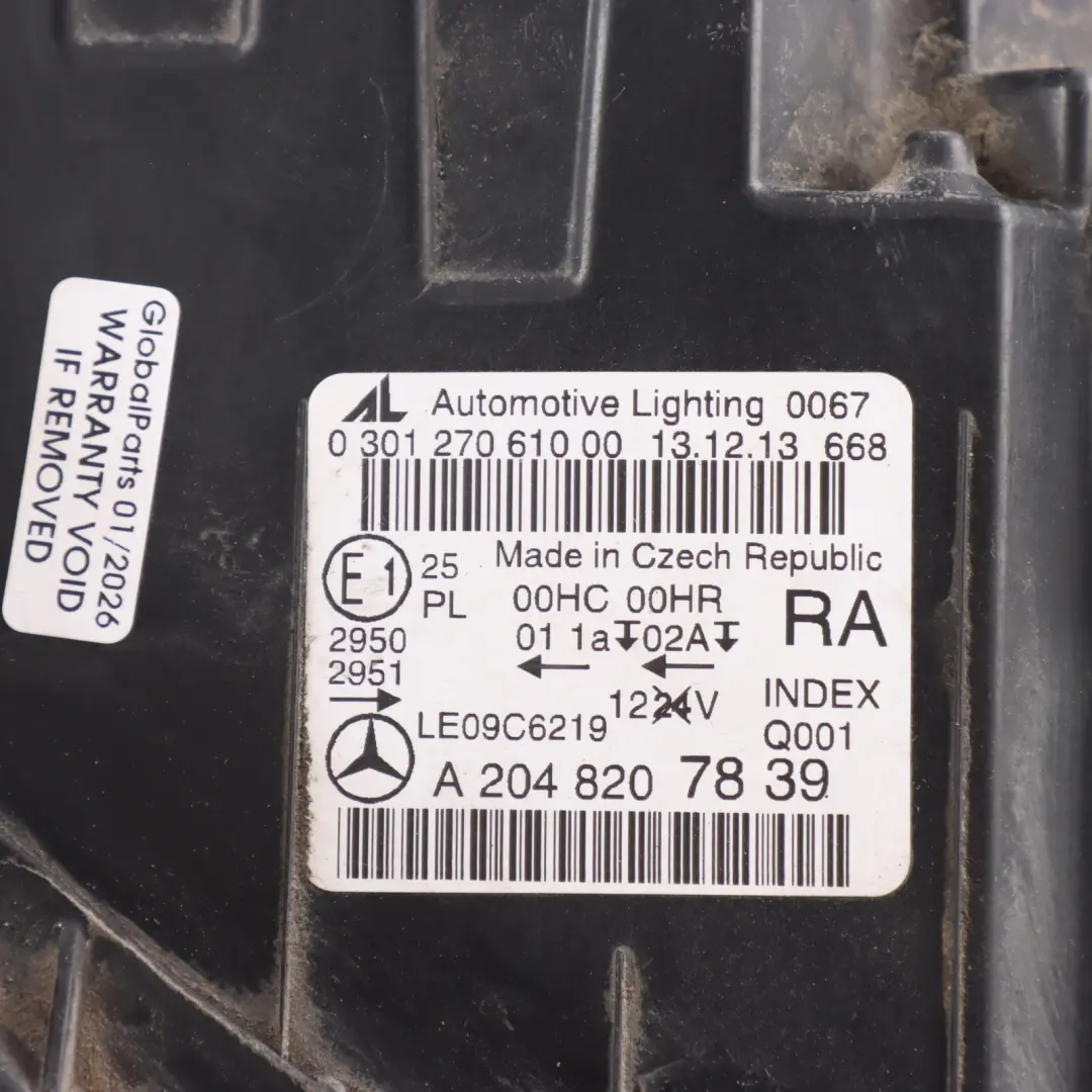 Mercedes W204 Headlamp Headlight Front Right O/S Lamp Light - SKU RHD-A2048207839 - Part number A2048207839