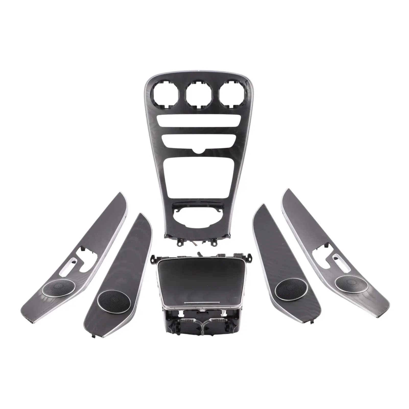 Mercedes W205 Centre Console Strip Ash Tray Door Trim Cover Set Black Ash Wood