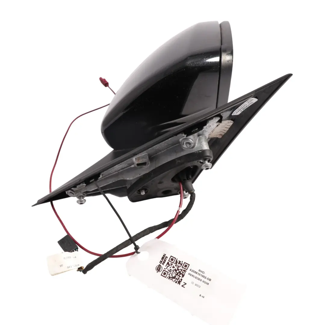 Mercedes W205 Wing Mirror Door Right O/S Outside Obsidian Black Metallic - 197 - SKU RHD-A2058101002-OB - Part number A2058101002