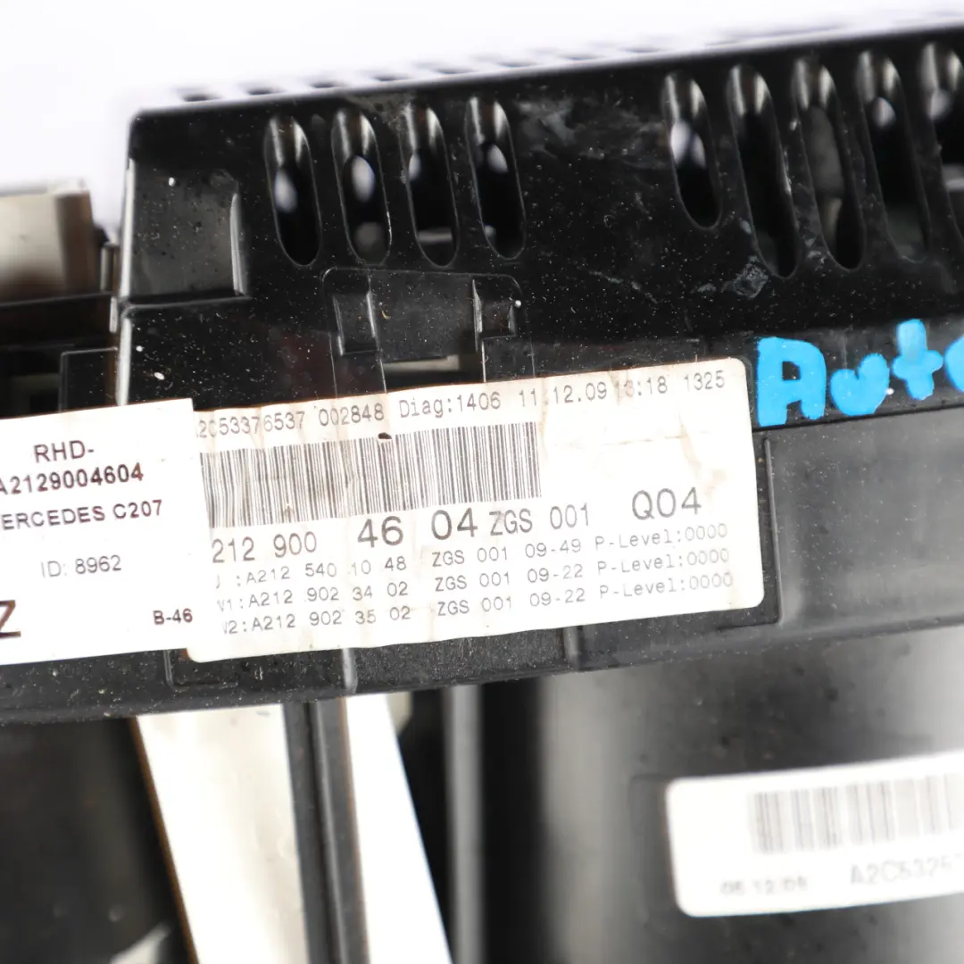 Mercedes C207 Instrument Clistem Speedometer Automatic Diesel Engine - SKU RHD-A2129004604 - Part number A2129004604