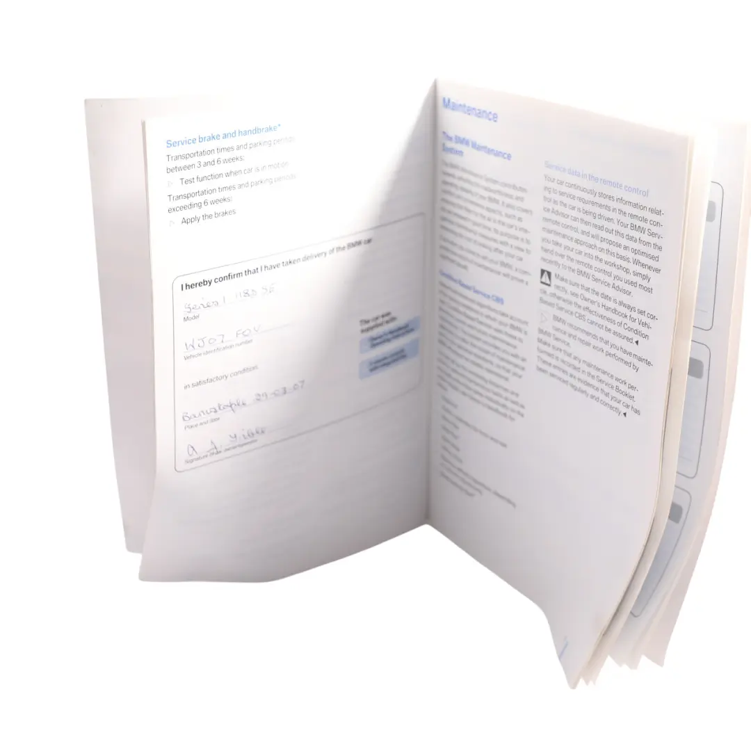 BMW 1 3 Series E81 E87 E90 E91 E92 Service Booklet Book - SKU 0012685 - Part number 0013062