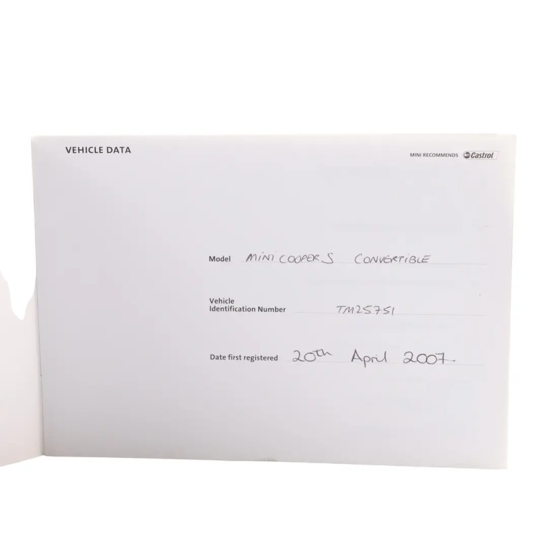 Service Booklet Owner Handbook Book Pouch Case to Mini Cooper R50 R53 One with Part number 0012939 Mini Cooper R50 R53 One Service Booklet Owner Handbook Book Pouch Case - SKU 0012939-3 - Part number 0012939