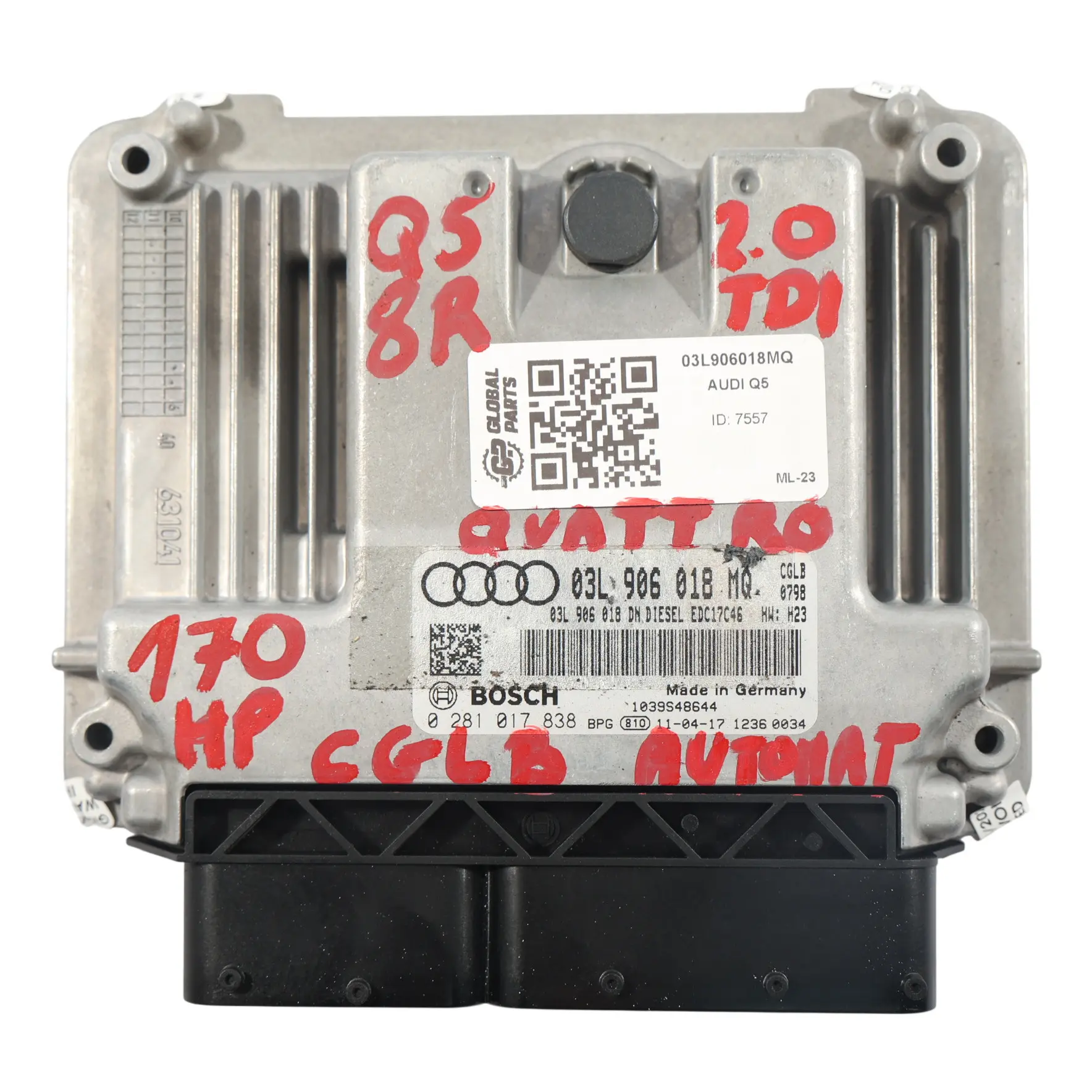 Audi Q5 8R CGLB 2.0 TDI 170HP Quattro Engine Control ECU 03L906018MQ Automatic