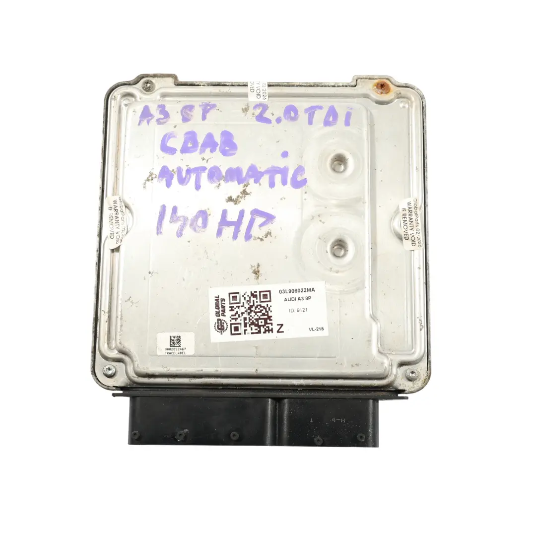 Audi A3 8P 2.0 TDI CBAB 140HP Modulo Controllo Motore ECU Automatico - SKU 03L906022MA - Numero di parte 03L906022MA