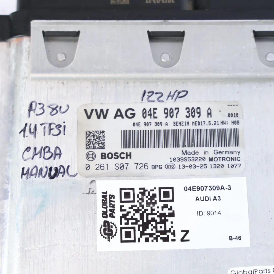 Audi A3 8V 1.4 TFSI CMBA 122HP Manuale Centralina Motore - SKU 04E907309A-3 - Numero di parte 04E907309A