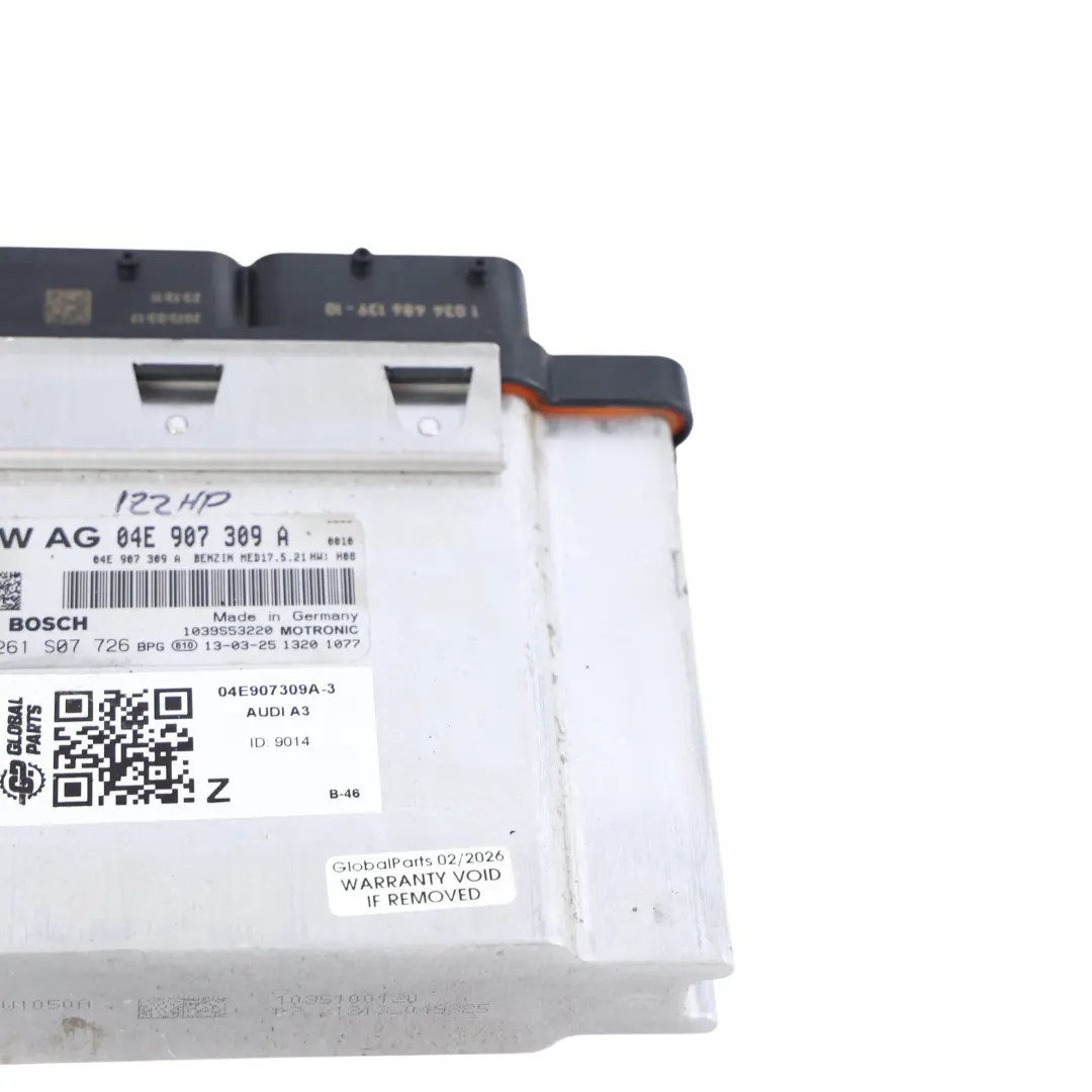 Audi A3 8V 1.4 TFSI CMBA 122HP Unidad De Control Del Motor ECU Manual - SKU 04E907309A-3 - Número de pieza 04E907309A