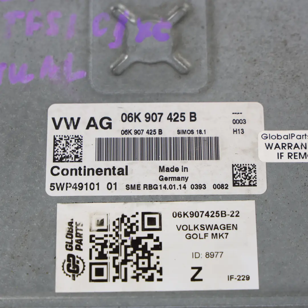 5G R 2.0 TSI CJXC 300HP 4Motion Kit ECU Motore Manuale per VW Golf Mk7 con numero di parte 06K907425B VW Golf Mk7 5G R 2.0 TSI CJXC 300HP 4Motion Kit ECU Motore Manuale - SKU 06K907425B-22 - Numero di parte 06K907425B